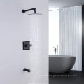 Contemporary Bathroom Thermostatic Faucets Matte Black Rainfall Shower System with 8" Touch-clean Shower Head